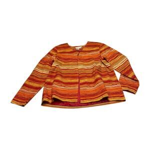 Coldwater Creek Blazer Jacket Women's Medium Multicolor Striped 100% Silk Lined